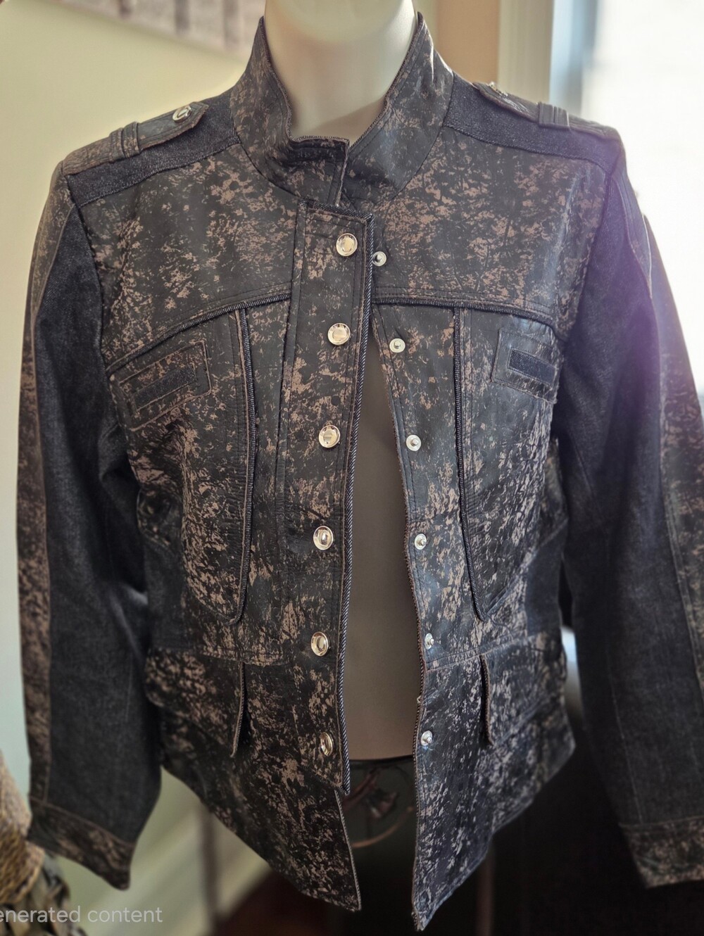 H&D Rare Genuine Leather/Denim Coat